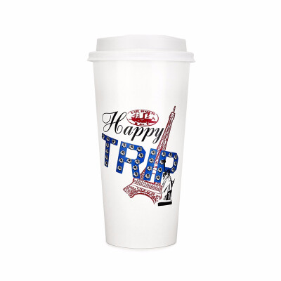 

OTOR 465ml560ml Paper Cup Disposable Tableware For Summer Icy Beverages Cold&Hot Tea Milk Coffee Happy Trip 1000pcs