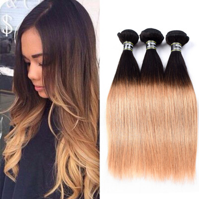 

Amazing Star Ombre Straight Hair 3 Bundles Brazilian Virgin Human Hair Weave Bundles Two Tone T1B27 Color Soft&Bouncy