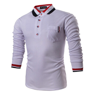 

Zogaa New Men's POLO Shirt Splice Fashion Slim Long Sleeve