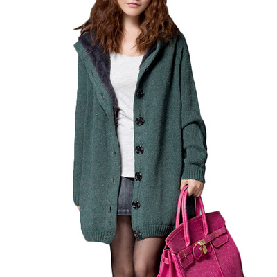 

CT&HF Women Cardigan Winter Clamp Down Loose Sweater Coat