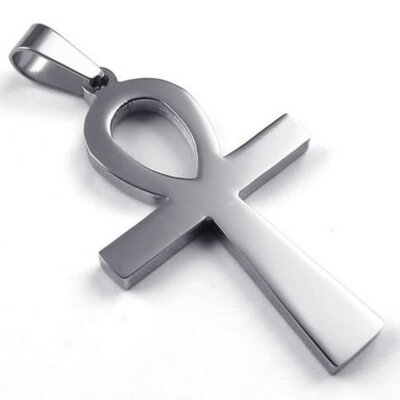 

Hpolw Stainless Steel Mens Womens Egyptian Ankh Cross Pendant Necklace 18-26 inch Chain