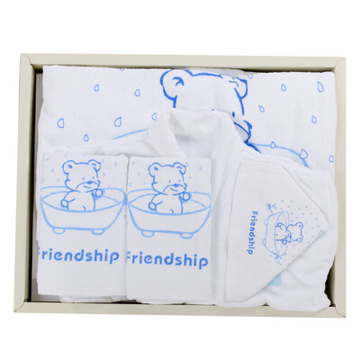 

Yale Yeah&39s baby care bath bathing bath towel gift box four seasons newborn baby bath towel towel scarf 5 sets of combination bear environmental printing&dyeing