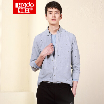 

Red Bean Hodo Mens Long Sleeve Shirt Mens Buckle Collar Oxford Textile Fabric Fashion Casual Long Sleeve Shirt S5 Gray 17592A