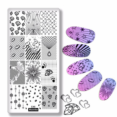 

Cool Pendant Love Ring Geometry Stamping Plate Star Shine Pattern Stamp DIY Nail Art Stamping Template Image Plate Stencils C45
