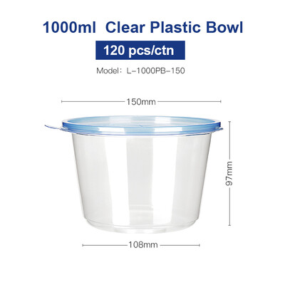 

OTOR Salad Bowl with Lid Take Away Plastic Food Container Clear Bowl Box for Fast Food Bento Microwaveable 150mm 120pcs