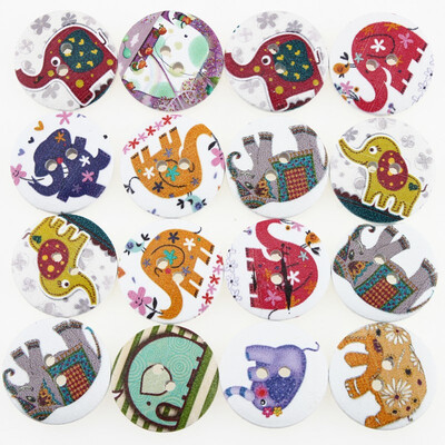 

mymei 1 Bag 100pcs Mixed Pattern Wooden Buttons Fit Sewing and Scrapbook 20mm
