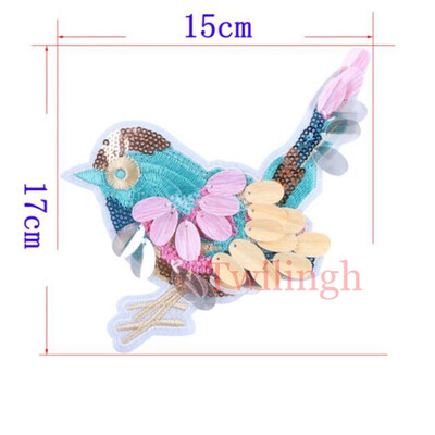 

1 pcslot Brand Embroidered Patches Pink Bird Flamingo Sequin Patches Iron On Fabric Badge Sew On Clothes Appliques DIY Stickers