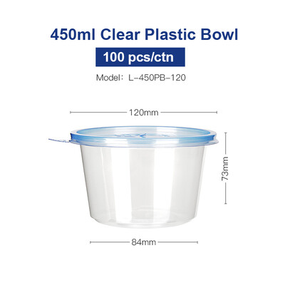 

OTOR Salad Bowl with Lid Take Away Food Container Clear Plastic Bowl Box for Fast Food Bento Microwaveable 120mm180mm 100pcs