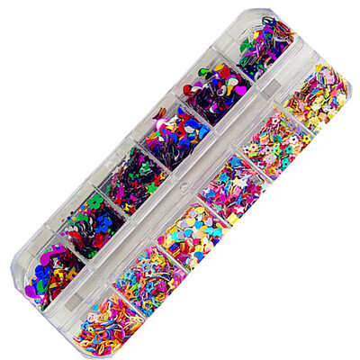 

Metal Nail Art Glitter Paillette Flakes Stones Studs Metallic Love Flower Nails Decoration Tips Decor Accessories Diy Craft Box