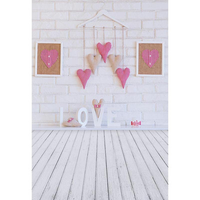 

Red Heart Snow Wall Photo Backdrop 57FT Vinyl Fabric Cloth Digital Printing Photo Background -3186