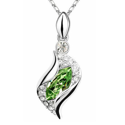 

Necklaces Pendants Vintage Bijoux For Women Best Gift Made With Crystals from Austrian Elements White Gold Plated 13058