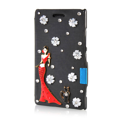 

MOONCASE Luxury Flower Crystal Leather Side Flip Wallet Pouch ЧЕХОЛ ДЛЯ Nokia Lumia 925
