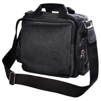 

DouGuYan Canvas Shoulder Messenger Bag Men & Women Korean casual fashion handbag male bag G00210 black