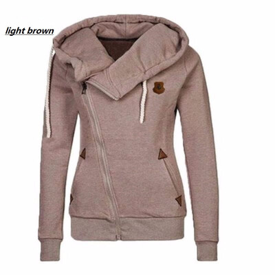 

Womens new fashion hooded long-sleeved sweater coat casual zipper shirt