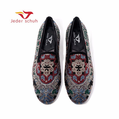 

Jeder schuh Loafers Men Dress Shoes Wedding Moccasins SmokingSlippers Flats Slip-on Casual shoes Crystal Rhinestone Italy fashion