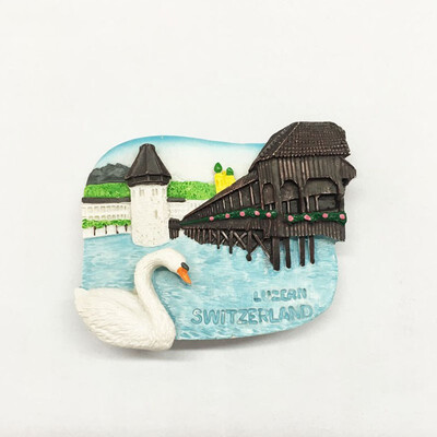 

1Pcs Hot Sale Switzerland Lucerne Landmark Bridge With Swan Fridge Magnets Genuine Souvenir Refrigerator Magnetic Sticker
