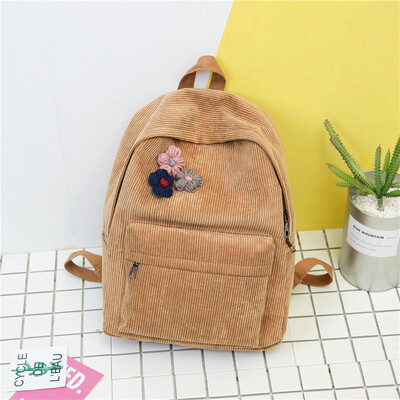 

New Style Corduroy Retro Backpack for College Girl Leisure Students Winter Travel Backpack