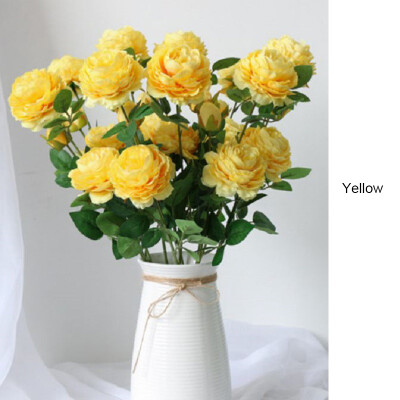 

5pcs 3Heads Artificial Flowers Peony Bouquet Silk Flowers Bridal Bouquet Fall Vivid Fake Rose for Wedding Home Party Decor