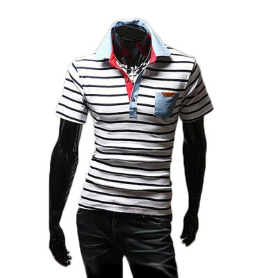 

Zogaa Men's Polo Shirt Stripes Slim All-matching