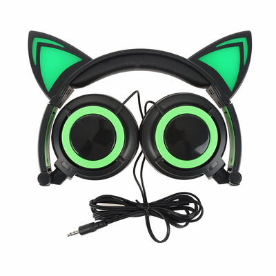 

Folding earphone Cute LED Light Cartoon Cat earphone For Gaming Cat Headphone For PC Computer Mobile Phone MP3 Mobile phone music