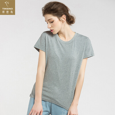 

Filament bird TINSINO womens bottoming shirt comfortable&breathable slim round neck T-shirt female models WHY90421 flower gray XL