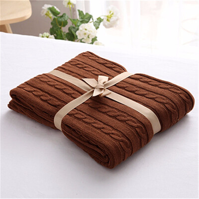 

100 Cotton High Quality Blanket Handmade Soft Knitted Solid Color Plaid Throw Blanket On Sofa Bed Plane Warm Bedspreads