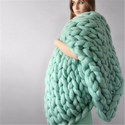 

Crocheted BedSofa Blanket Hand Weaving Linen Chunky Winter Fleece Wool Knitted Giant Thick Yarn Bulky Knitting Throw Blankets