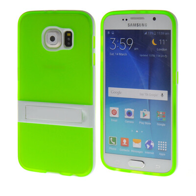 

MOONCASE Soft Flexible Silicone Gel TPU Skin Shell with Kickstand Back Case Cover for Samsung Galaxy S6 Green