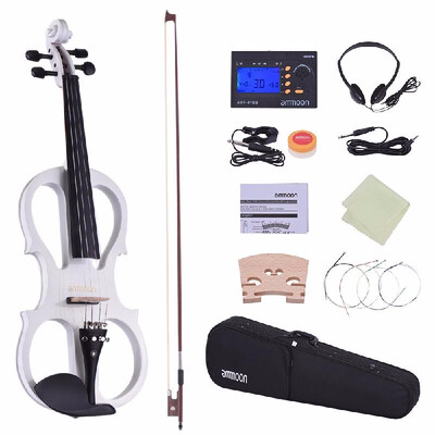

Romacci Ammoon Full Size 44 Solid Wood Electric Silent Violin Fiddle Style-1 Ebony Fingerboard Pegs Chin Rest Tailpiece with Bow