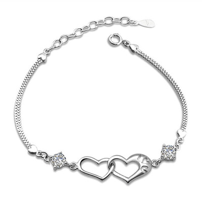 

High Quality Purple CZ Diamond Bracelets Bangles Brand For Women Charm Bracelet White Gold Plated WHBD27