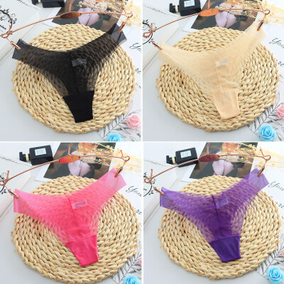 

Women Seamless Thongs Ultra Thin Mesh G Strings Solid Slim Panties See through Transparent Pink Underwear