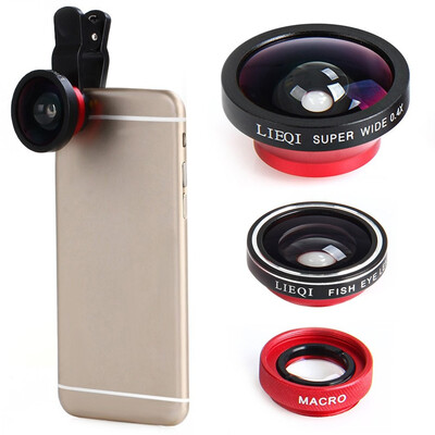 

LIEQI LQ - 003 Mobile Phone 3 in 1 Fish Eye Macro 04X Super Wide Angle Clip-on Lens Detachable lens 140 degree wide angle