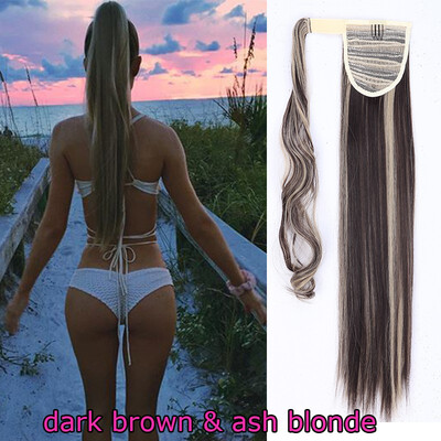 

Hot Sell Sexy Long Straight Curly Tie upWrap Around Ponytail Clip in Hair Extensions 17-26 inch
