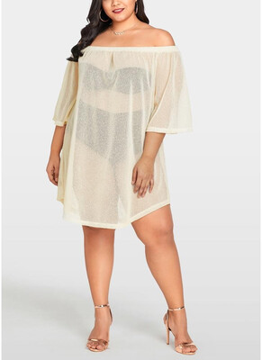 

2018 Women Sheer Cover Up Dress 34 Sleeve Bikini Cover-up Overall