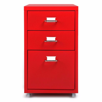 

IKayaa Metal Drawer Filing Cabinet Detachable Mobile Steel File Cabinets W 3 Drawers 4 Casters