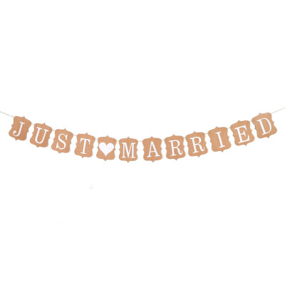 

Vintage Just Married Banner Wedding Decor Bunting Photo Booth Props Signs Garland Bridal Shower Decoration