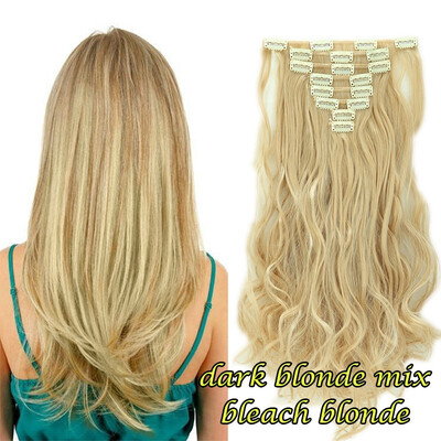 

8 PcsSet Fashion Long Curly Wavy Straight Clip In Hair Extension Sexy Heat Resistant Party Hair Natural Synthetic hair for Women