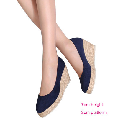 

Women Wedges Shoes Round Toe Slip on Pumps Suede Dress Platform Espadrilles High Heel Shoes Work Office Career Dancing Party Wedding Shoes 7cm Height