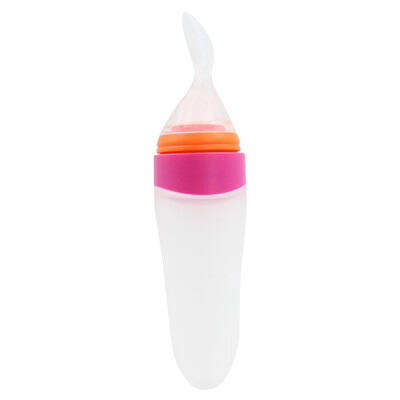 

MDB baby squeeze silicone feeding spoon baby soft head rice noodles complementary food spoon orange red