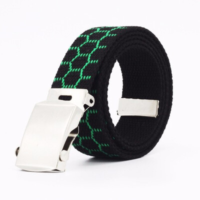 

Male And Female Teenager Fashion And Leisure Scrolling Buckle Stripe Canvas Belt