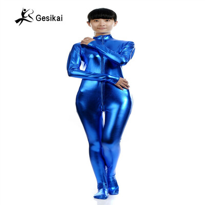 

12 Colors Shiny Metallic Catsuit with Front Zipper Adult Unisex Unitard Zentai Fancy Second Skin Suit Halloween Costumes
