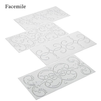 

Romacci 4PCS Roll Vine Plaid Plastic DIY Paper Cutting Dies Scrapbooking Embossing Folder Transparent Texture Mat Fonand Cake Bisc