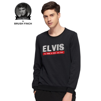 

Brush Finch Mens Pullover Crew Neck Fashion Wild with Long-Sleeved T-Shirt