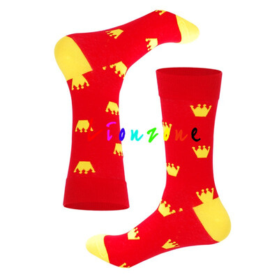 

LIONZONE 2018 New Arrived Happy Socks Neutral Lovers Crazy Striped Totem Crown And Letter Combed Cotton Socks