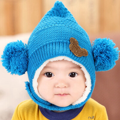 

Buebos Ninos 2015 Winter Warm Dual Ball Baby Hat Toddler Beanie Cap Soft Crochet Knit Wool Cap - Ear Protect