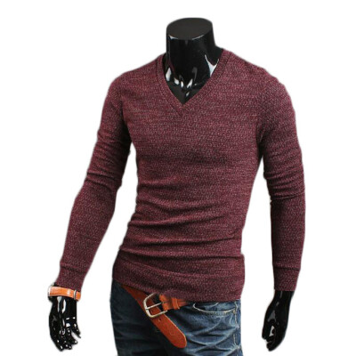 

Zogaa New Men's Knitwear Slim Long Sleeve V Collar