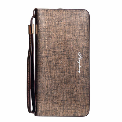 

Purse mens long zipper business handbag Korean version soft leather handbag mens youth fashion mobile phone bag tide