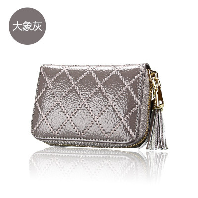 

Cute fringed leather card bag organ card set ladies zipper coin purse credit card anti-magnetic RFID