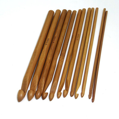 

12pcsset High quality Bamboo Handle Crochet Hook set smooth Weave Craft knitting needles for Sweater sewing accessories