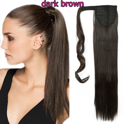 

Hot Sell Sexy Long Straight Curly Tie upWrap Around Ponytail Clip in Hair Extensions 17-26 inch